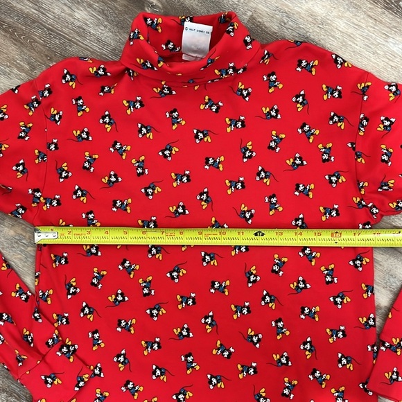 VTG Mickey & Co Womens Red Turtleneck Disney All Over Mickey Mouse Print Size L - Picture 8 of 11